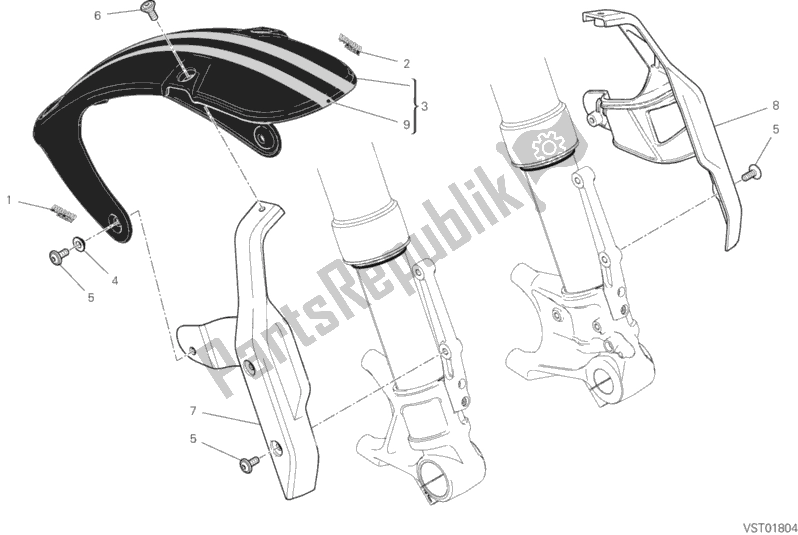 Todas as partes de Guarda-lamas Dianteiro do Ducati Scrambler 1100 Sport 2019